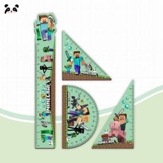 گیفت الفبا ست خطکش ماینکرافت 4 تیکه چوبی(جوایزی)