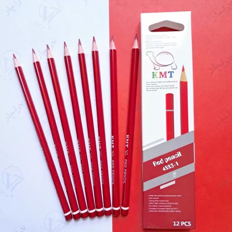 مداد قرمز سه گوشی KMTخارجی12عددی